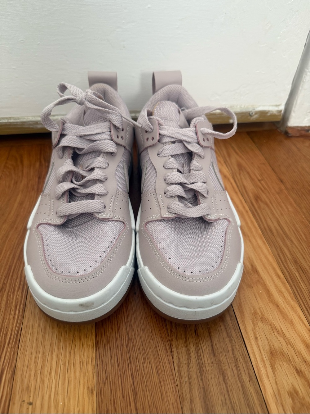 Nike Women’s Lace-Up Sneakers in Light Mauve and White